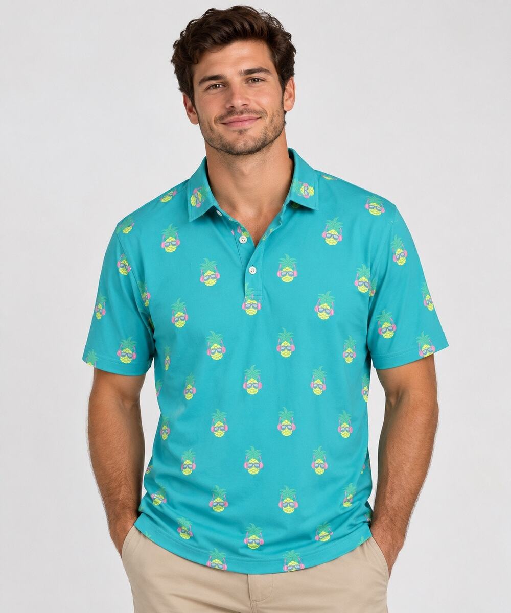 Sunday Swagger Pineapple DJ Golf Polo